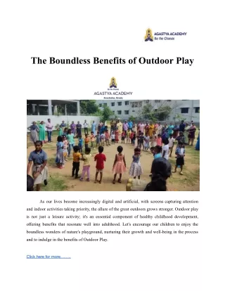 The Boundless Benefits of Outdoor Play