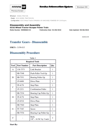 Caterpillar Cat 631G Wheel Tractor (Prefix DFA) Service Repair Manual (DFA00001 and up)