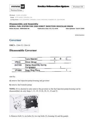 Caterpillar Cat 637D WHEEL SCRAPER (Prefix 23W) Service Repair Manual (23W00001-01043)