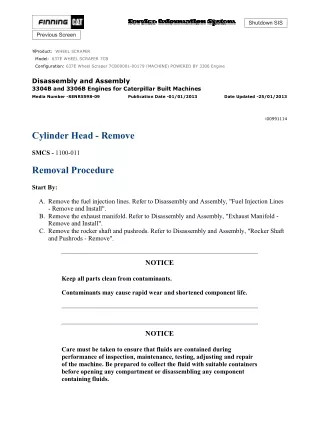 Caterpillar Cat 637E WHEEL SCRAPER (Prefix 7CB) Service Repair Manual (7CB00001-00179)