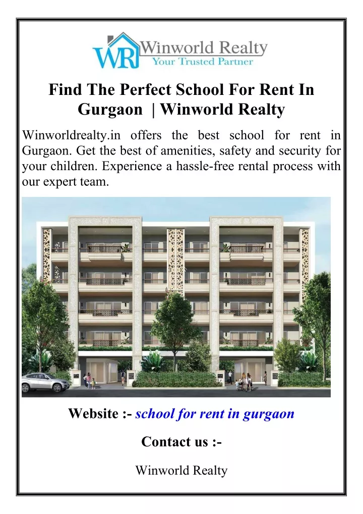 find the perfect school for rent in gurgaon