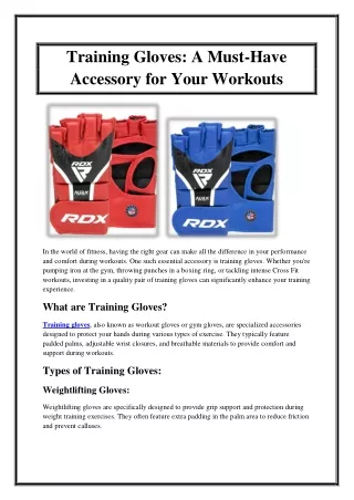 Training Gloves A Must-Have Accessory for Your Workouts