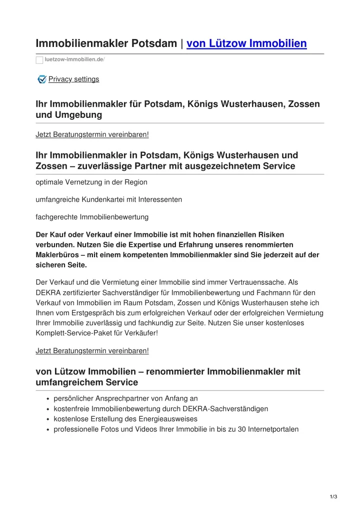 immobilienmakler potsdam von l tzow immobilien