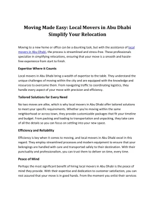 Moving Made Easy : relocation of house with in Abu Dhabi