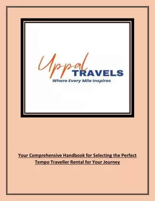 Your Comprehensive Handbook for Selecting the Perfect Tempo Traveller Rental for Your Journey