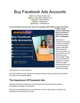 Buy Facebook Ads Accounts