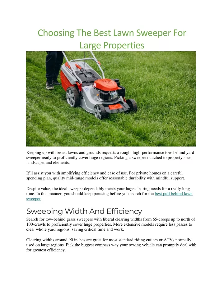 choosing the best lawn sweeper for large