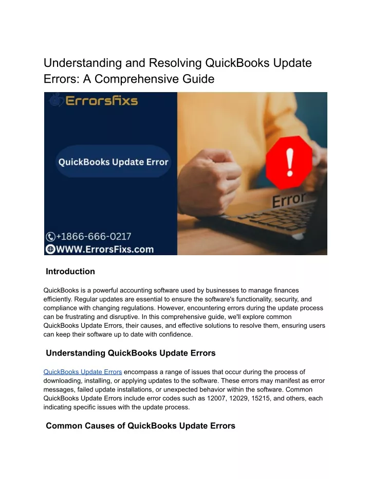 understanding and resolving quickbooks update