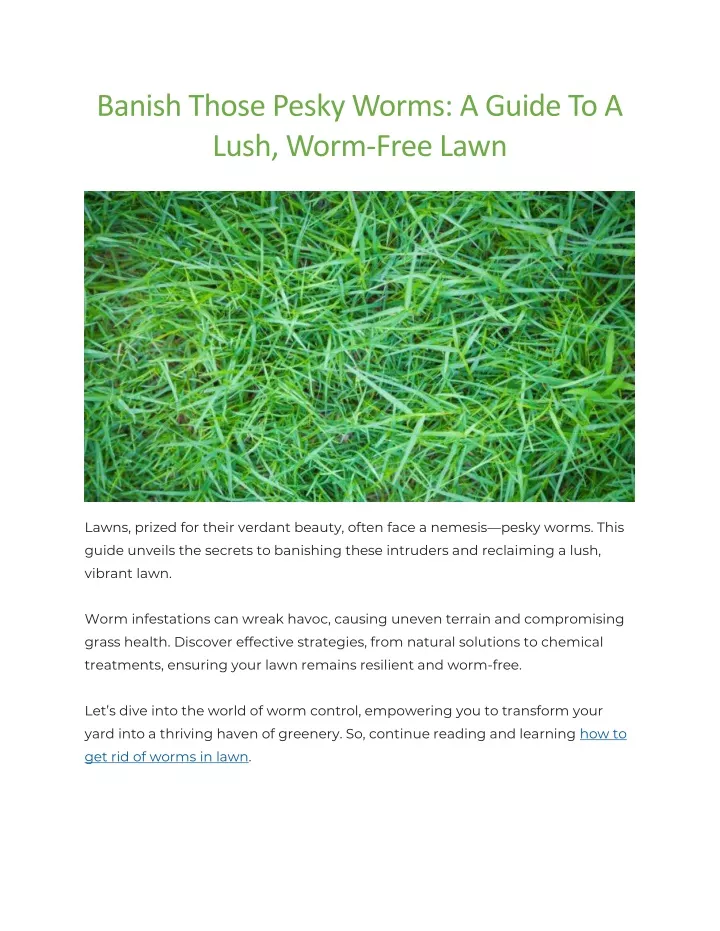 banish those pesky worms a guide to a lush worm