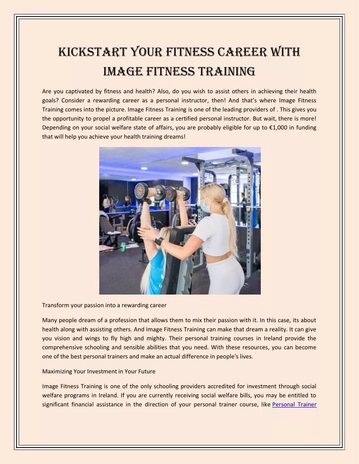 kickstart your fitness career with image fitness