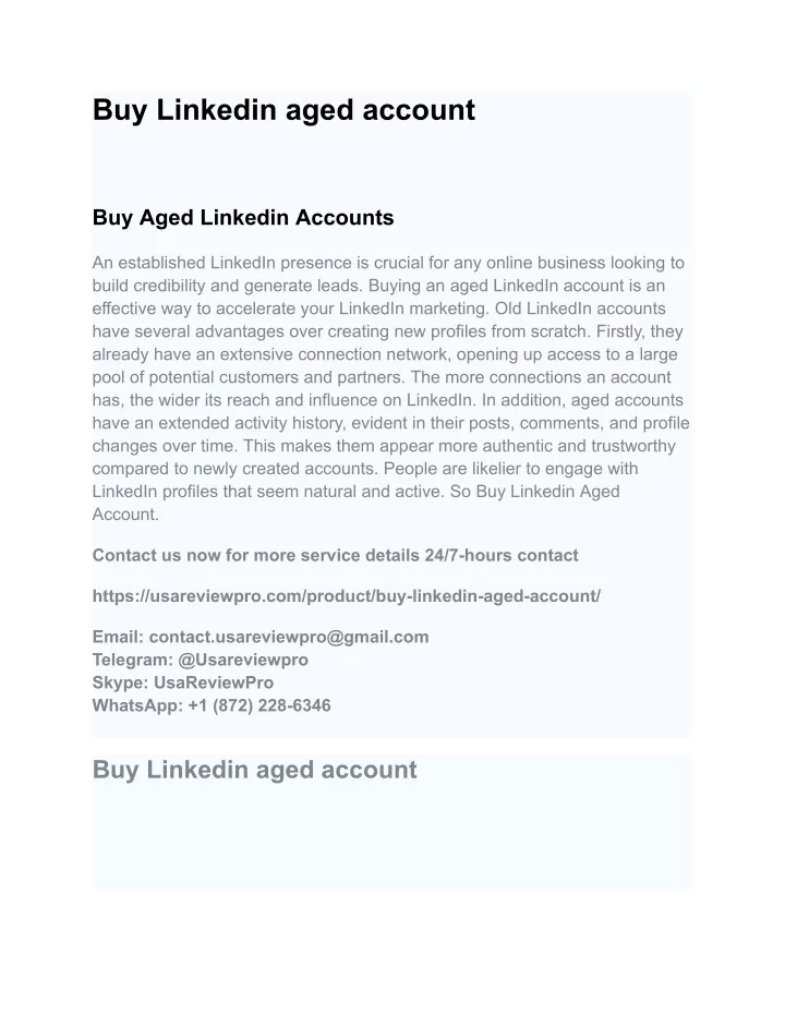 buy linkedin aged account