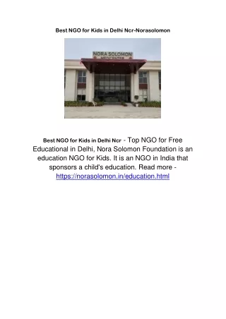 Best NGO for Kids in Delhi Ncr-Norasolomon
