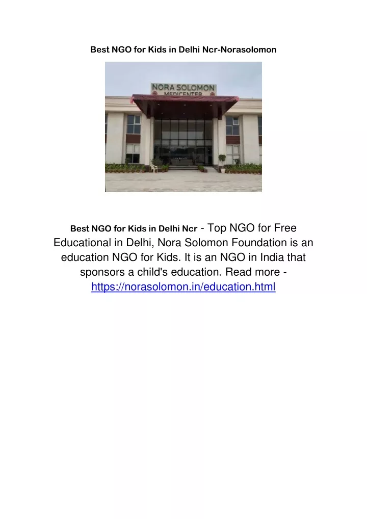 best ngo for kids in delhi ncr norasolomon