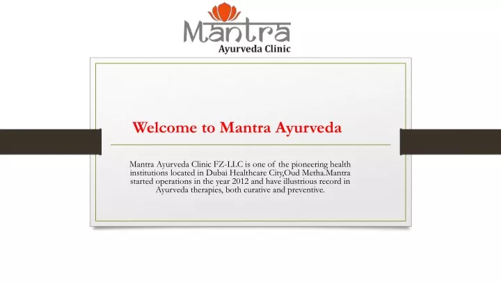 welcome to mantra ayurveda