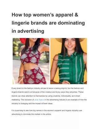 How top women’s apparel & lingerie brands are dominating in advertising