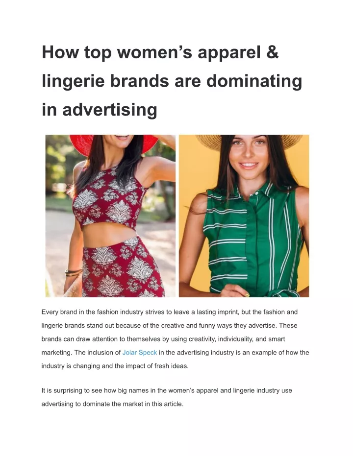 how top women s apparel lingerie brands