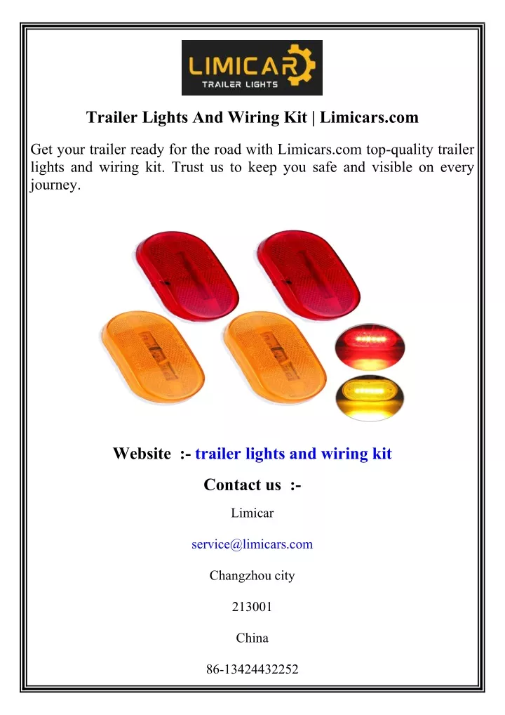 trailer lights and wiring kit limicars com