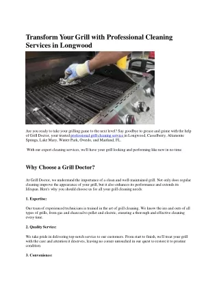 Transform Your Grill with Professional Cleaning Services in Longwood