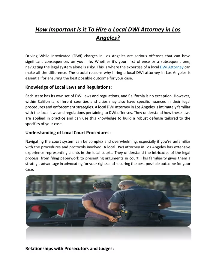 how important is it to hire a local dwi attorney