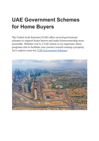 UAE Government Schemes for Home Buyers