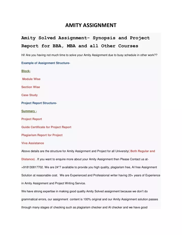 amity assignment