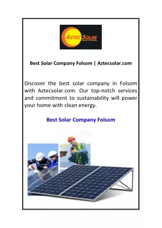 Best Solar Company Folsom | Aztecsolar.com