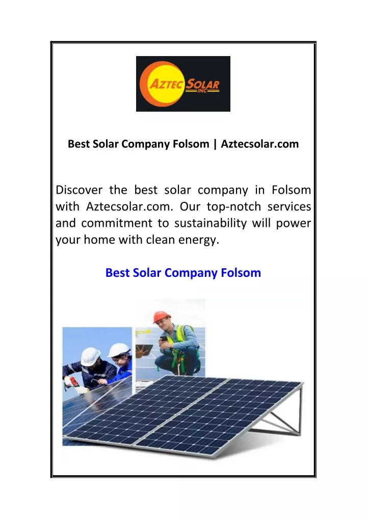 best solar company folsom aztecsolar com