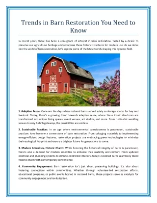 Trends in Barn Restoration You Need to Know