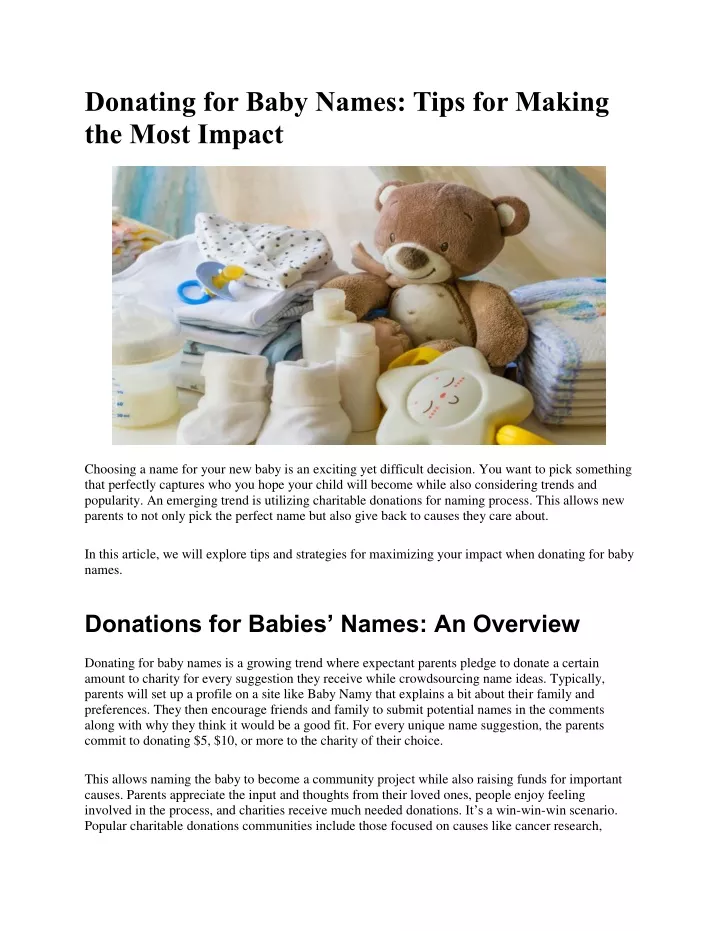 donating for baby names tips for making the most