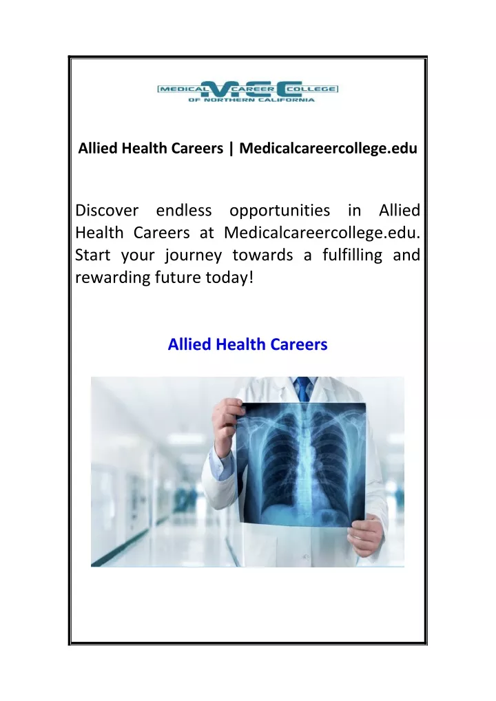 allied health careers medicalcareercollege edu