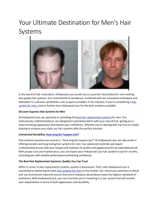 y o u r u l t i m a t e d e s t in a t i o n f o r m en s h a i r systems