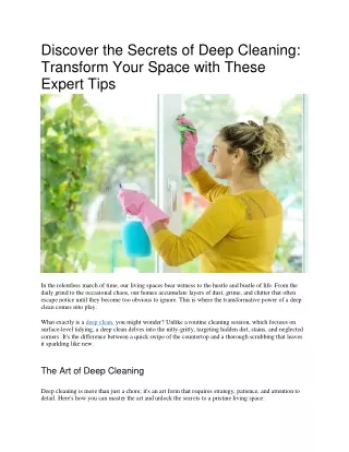 Discover the Secrets of Deep Cleaning Transform Your Space with These Expert Tips