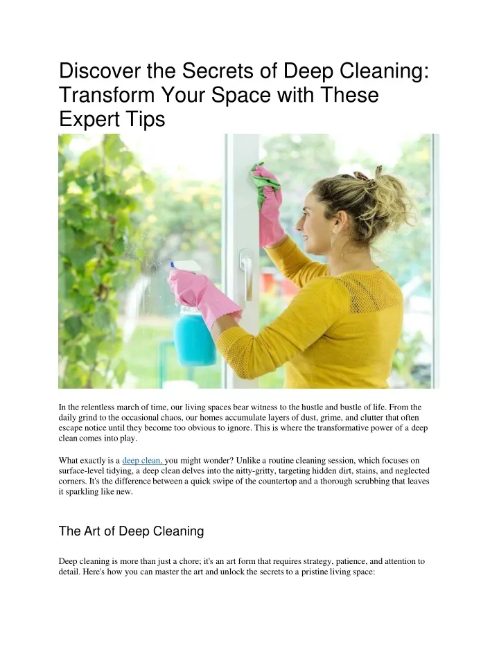 discover the secrets of deep cleaning transform your space with these expert tips