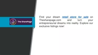 Retail Store For Sale  Thesharepage.com