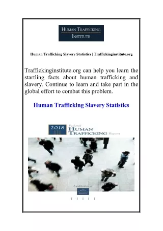 Human Trafficking Slavery Statistics | Traffickinginstitute.org