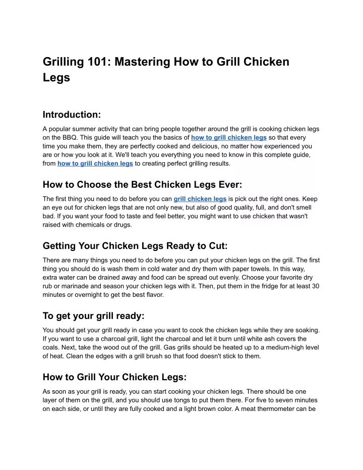 grilling 101 mastering how to grill chicken legs