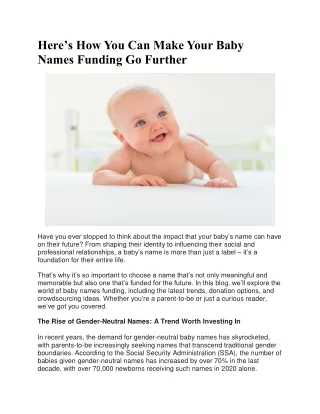 Heres How You Can Make Your Baby Names Funding Go Further