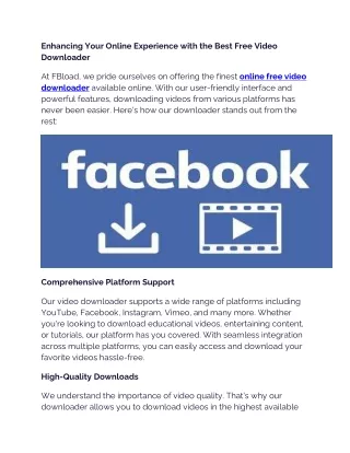 Best Features of Our Facebook Video Downloader