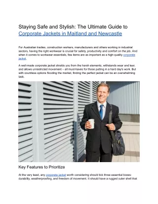 Staying Safe and Stylish_ The Ultimate Guide to Corporate Jackets in Maitland and Newcastle