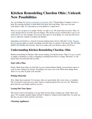 Kitchen Remodeling Chardon Ohio | Unleash New Possibilities