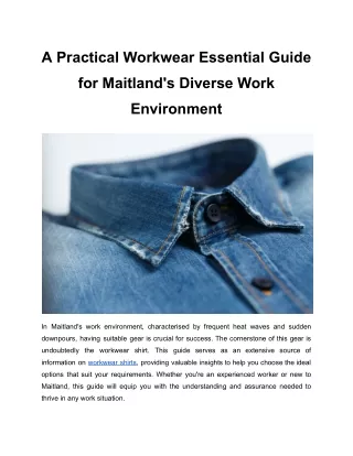 A Practical Workwear Essential Guide for Maitland's Diverse Work Environment
