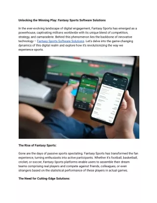 Affordable Fantasy Sports Software Solutions