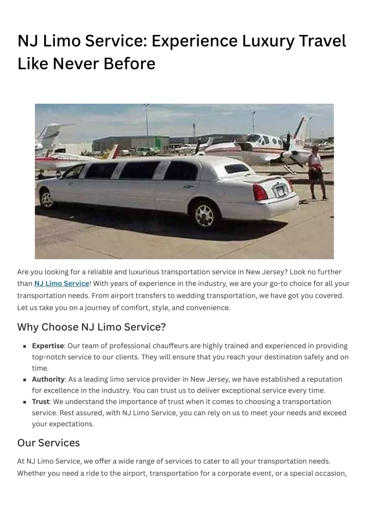 nj limo service experience luxury travel like