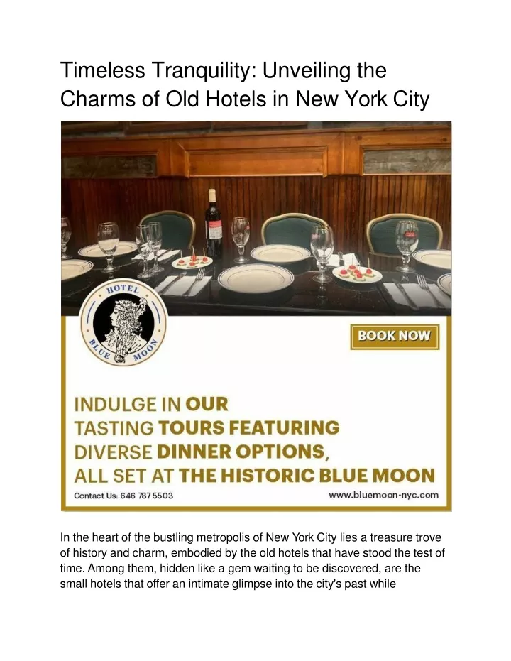 timeless tranquility unveiling the charms of old hotels in new york city
