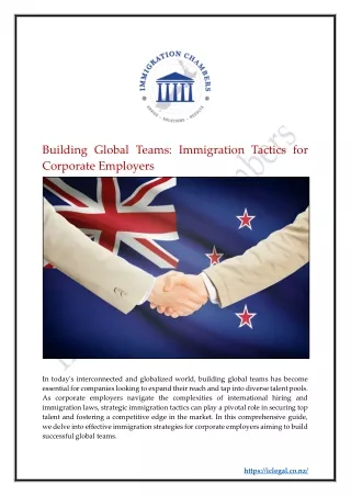 Building Global Teams Immigration Tactics for Corporate Employers