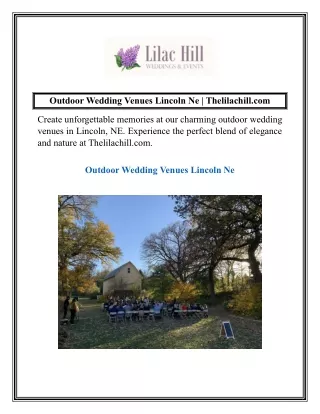 Outdoor Wedding Venues Lincoln Ne  Thelilachill.com