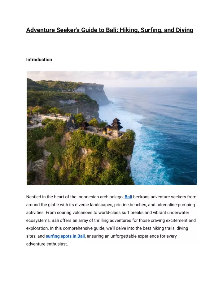 adventure seeker s guide to bali hiking surfing