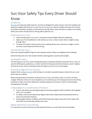 sun visor safety tips every driver should know