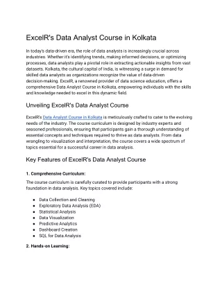 Data Analyst course in Kolkata
