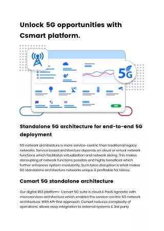 unlock 5g opportunities with csmart platform